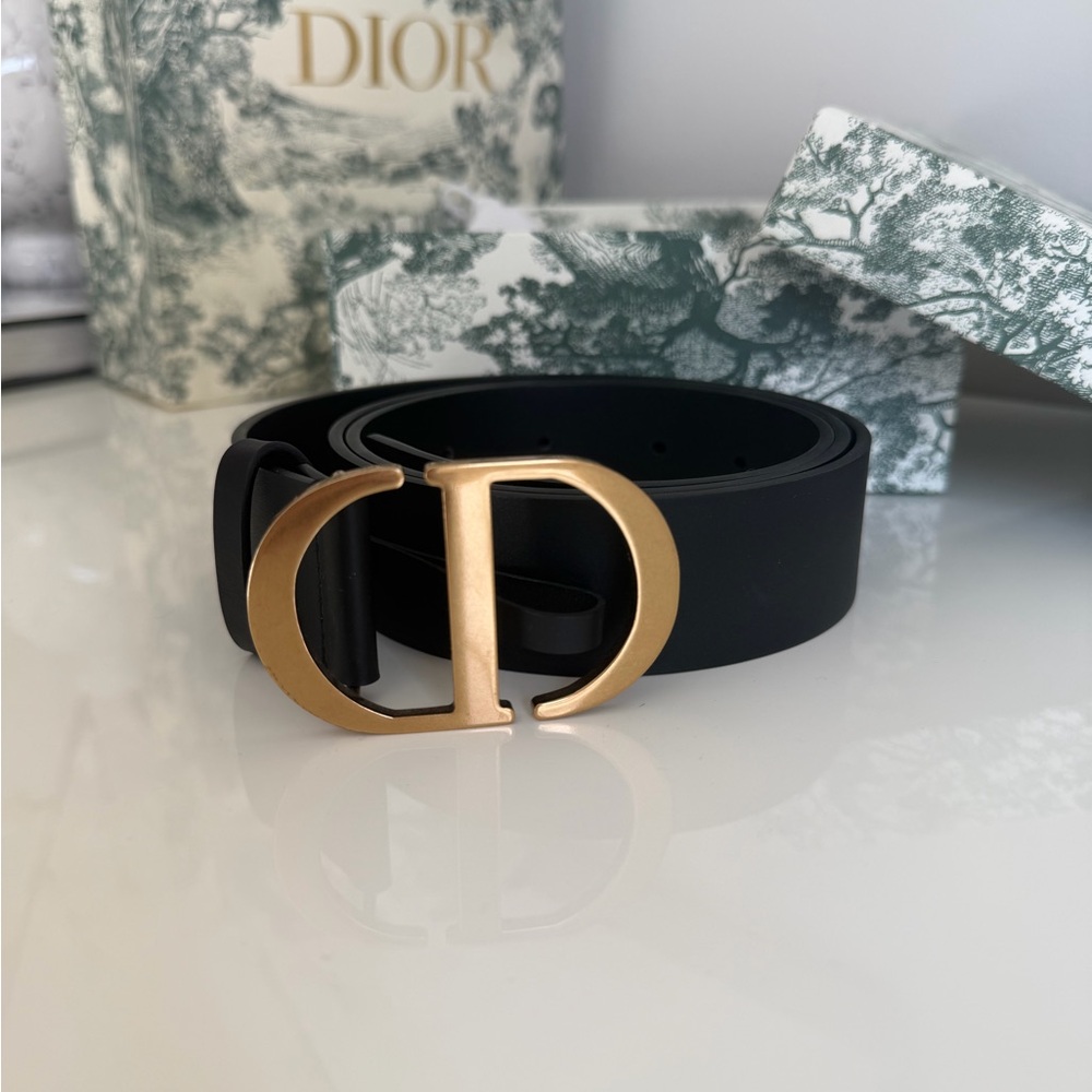 Dior Montaigne CD brushed Gold and black calfskin  size 100 Belt - Picture 3 of 13